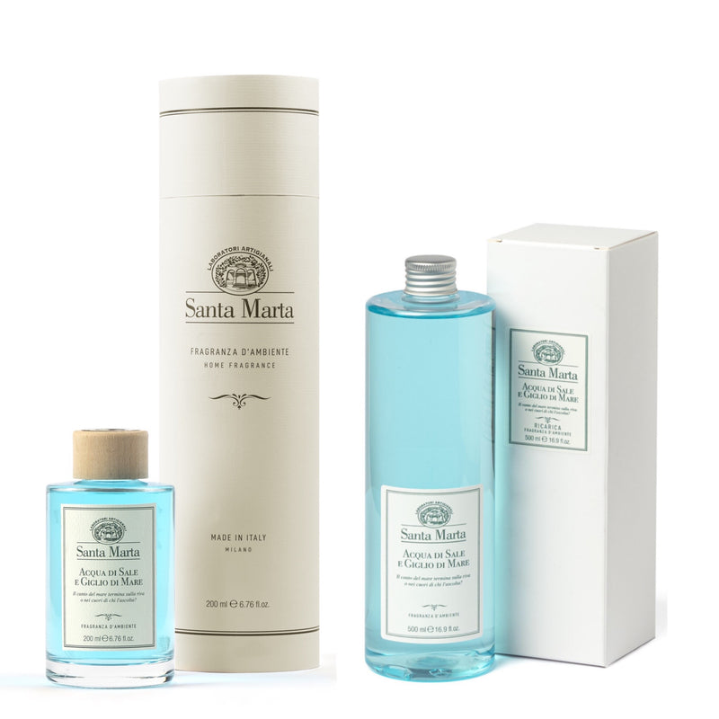 Diffusore e Ricarica Acqua di Sale e Giglio di Mare, entrambi 200ml